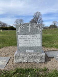 Photograph of Pete Panto headstone taken by Dr Joseph Sciorra