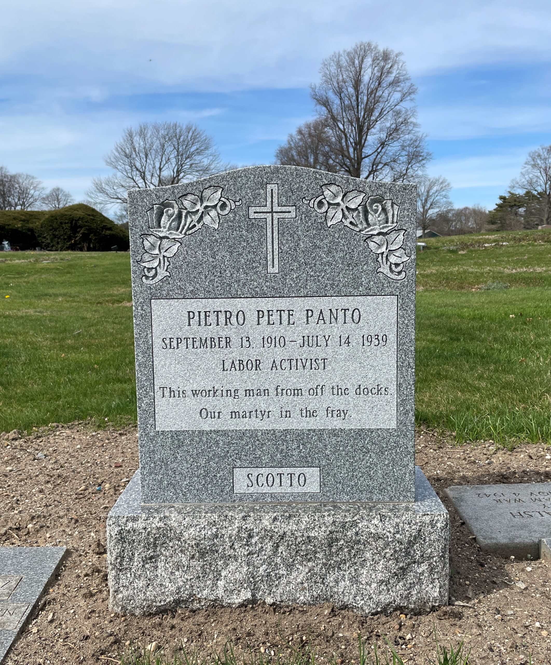 Pete Panto Tombstone: Article in New York Times